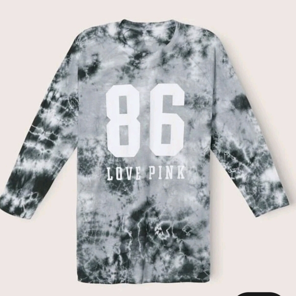PINK Victoria's Secret Tops - PINK Victoria's Secret Blue And White Tie-Dye 3/4 Sleeve Tee. Size XXL